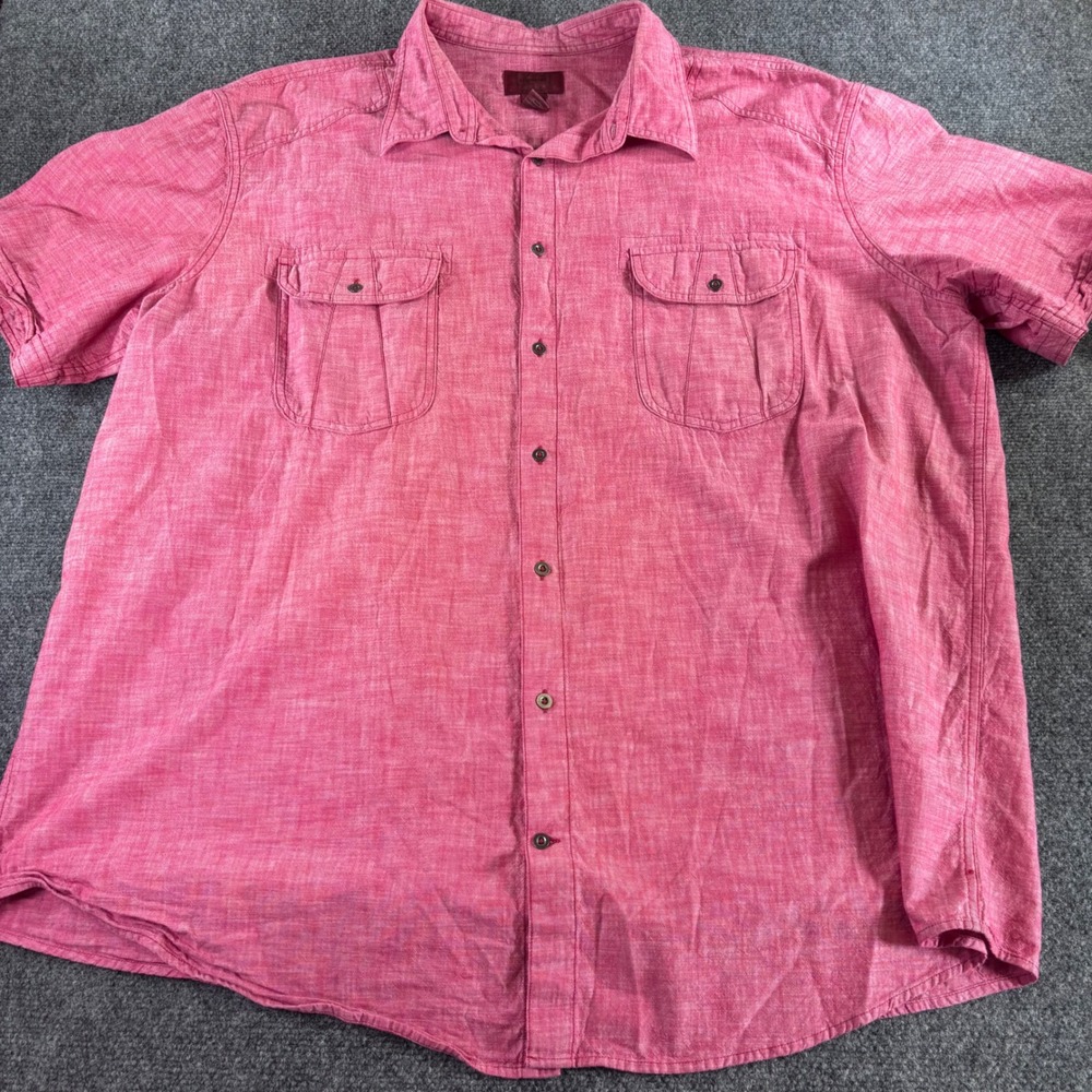 The Foundry Supply Co Button Down Mens 3XLT Pink Cotton Short Sleeve Tall Shirt‎